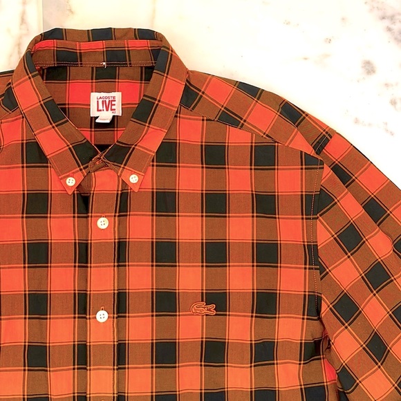 Lacoste Other - LACOSTE LIVE Long sleeve ombré checkered shirt